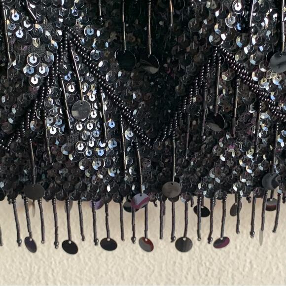 Vintage 1960s Black Beaded Sequin Fringe Blouse Size Small - Picture 10 of 15